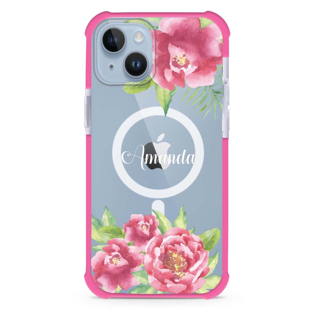 Watercolor Paeonia iPhone 15 Plus Magsafe 兼容超強防摔保護殼