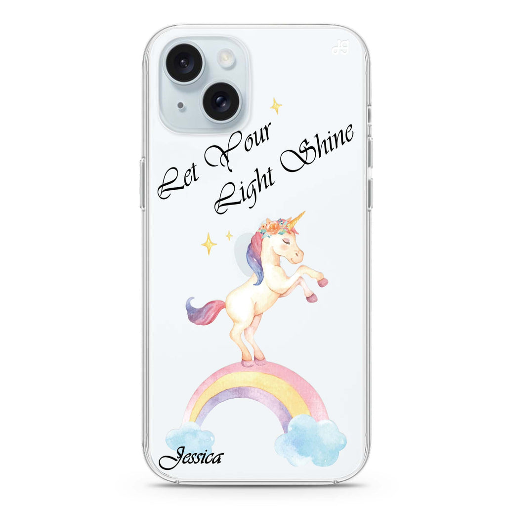 Rainbow Unicorn iPhone 15 plus 水晶透明保護殼