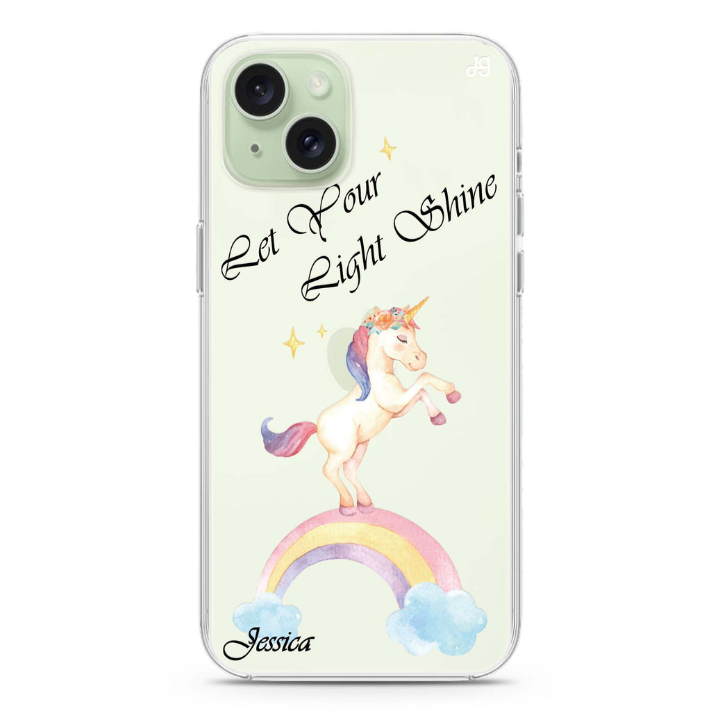Rainbow Unicorn iPhone 15 水晶透明保護殼
