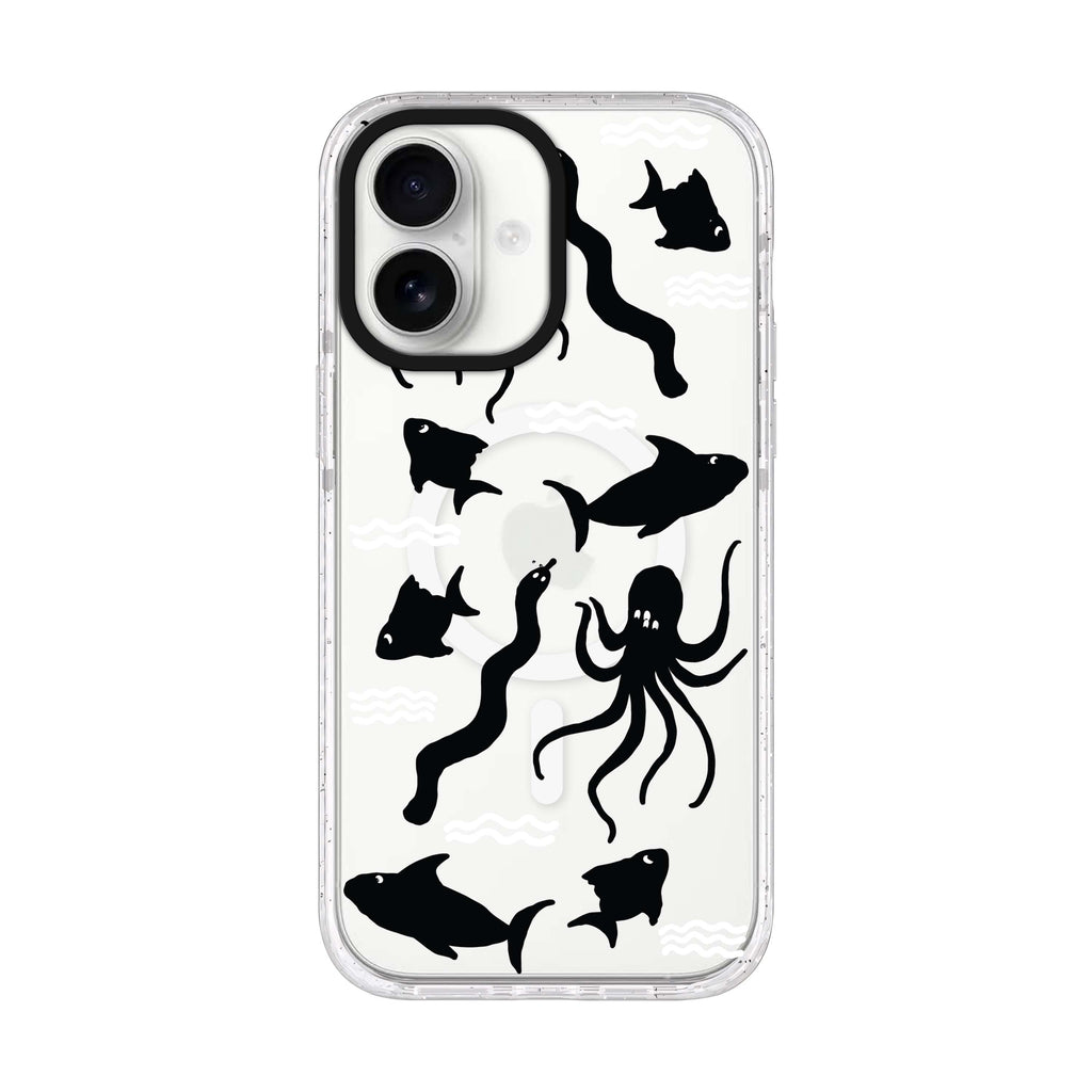 Water, Ocean and Sea Animals iPhone 17 水晶透明保護殼正面展示
