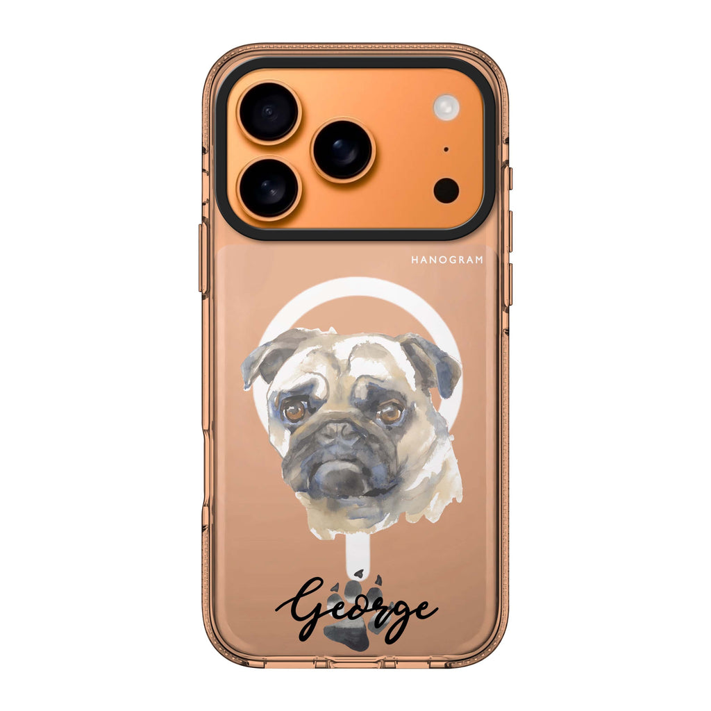 Pug iPhone 17 Pro Max MagSafe 水晶透明保護殼 狗狗圖案設計 可自訂名字 圖1