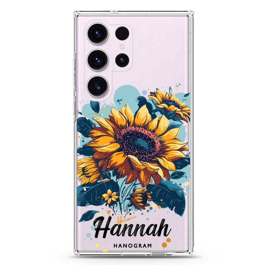 Sun-Kissed Petals Samsung Galaxy Ultra 可加名字透明保護殼，適用 S26/S25/S24/S23 Ultra，圖1