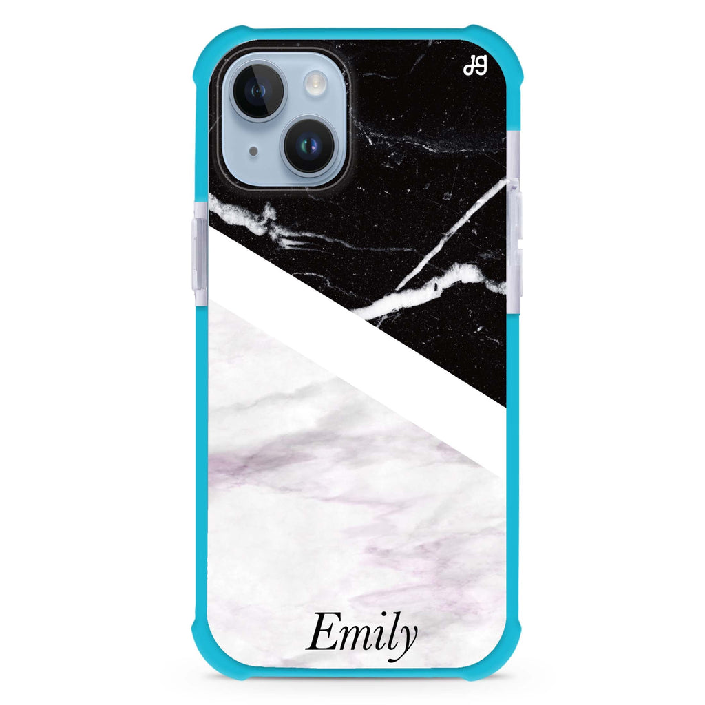 Black & White Marble iPhone 15 Plus Magsafe 兼容超強防摔保護殼