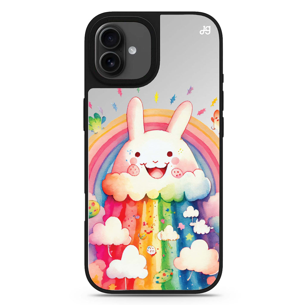 Rainbow Bunny iPhone 17 可愛動物鏡面手機殼 主圖設計