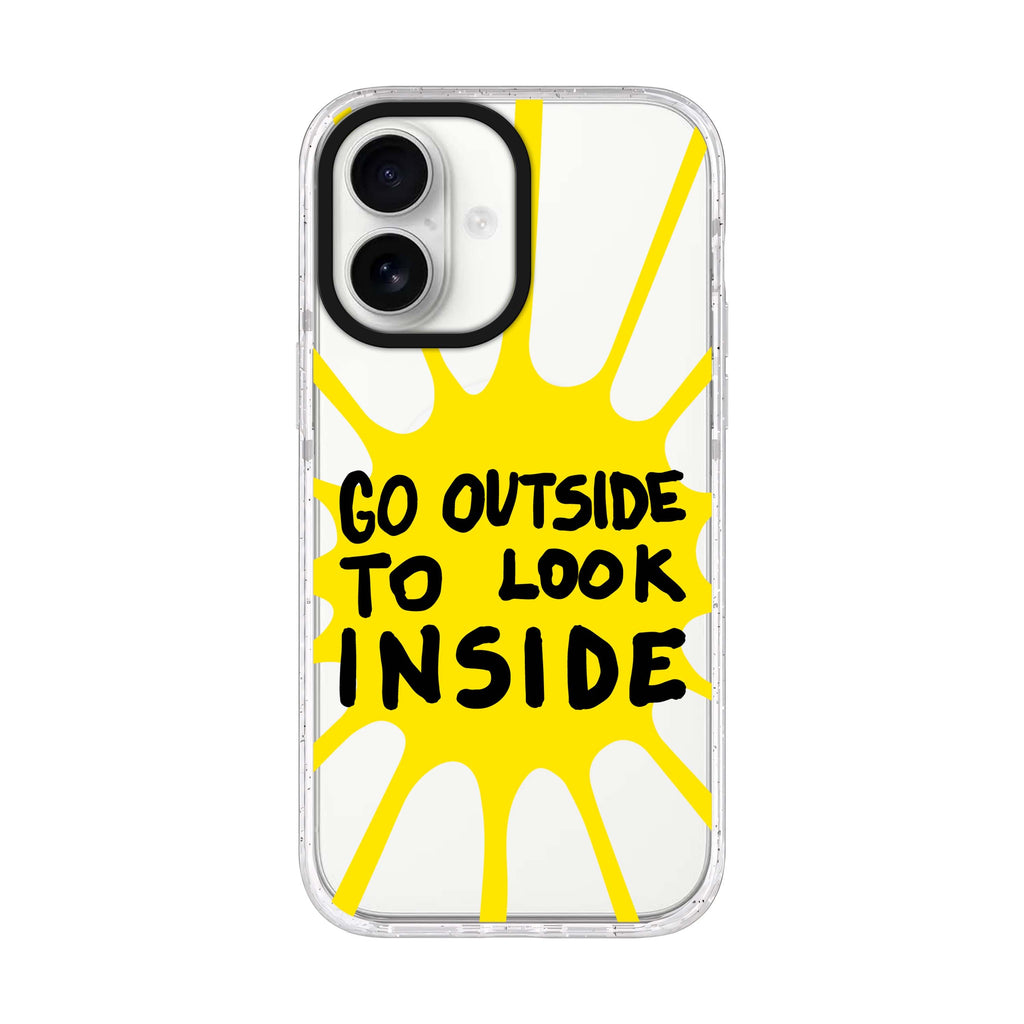 Go Outside to Look INSIDE shine iPhone 17 水晶透明保護殼正面展示
