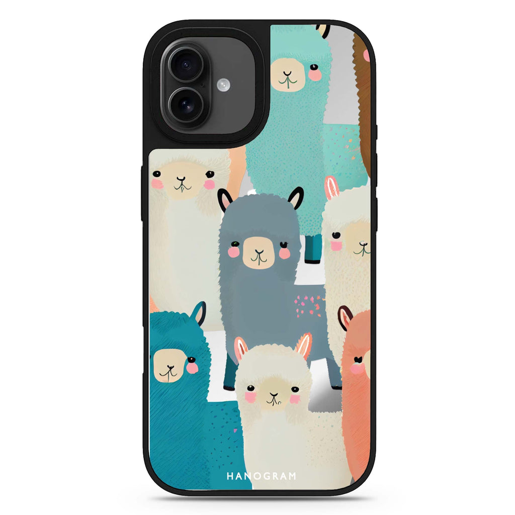 Cute Alpaca iPhone 17 可愛動物鏡面手機殼 主圖設計