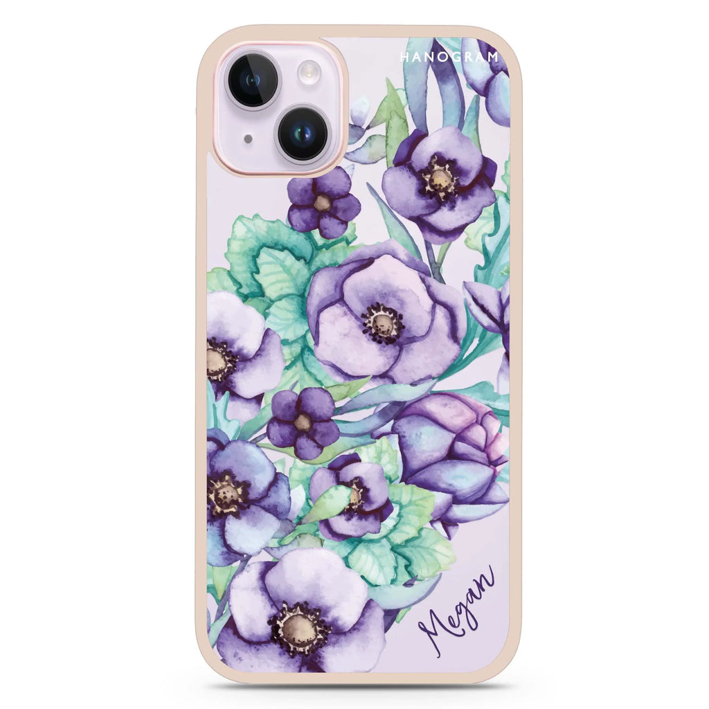 Purple Floral II iPhone 15 Plus 防衝擊保護殼