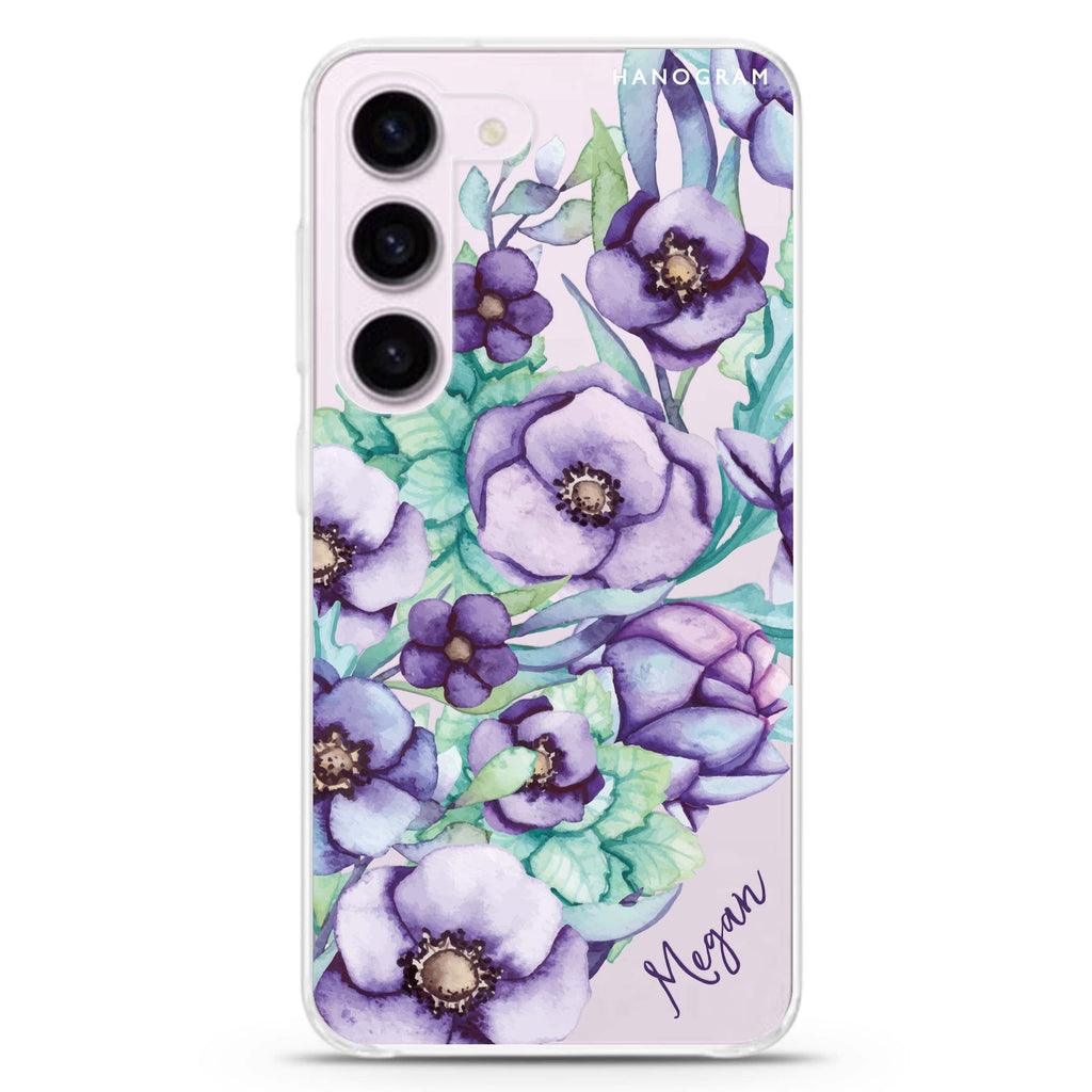 Purple Floral II Samsung Galaxy 水晶透明保護殼