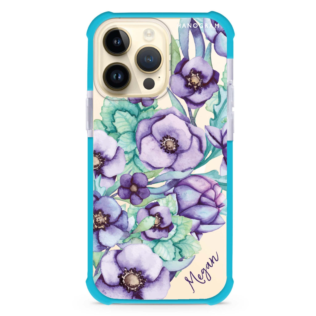 Purple Floral II iPhone Magsafe 兼容超強防摔保護殼