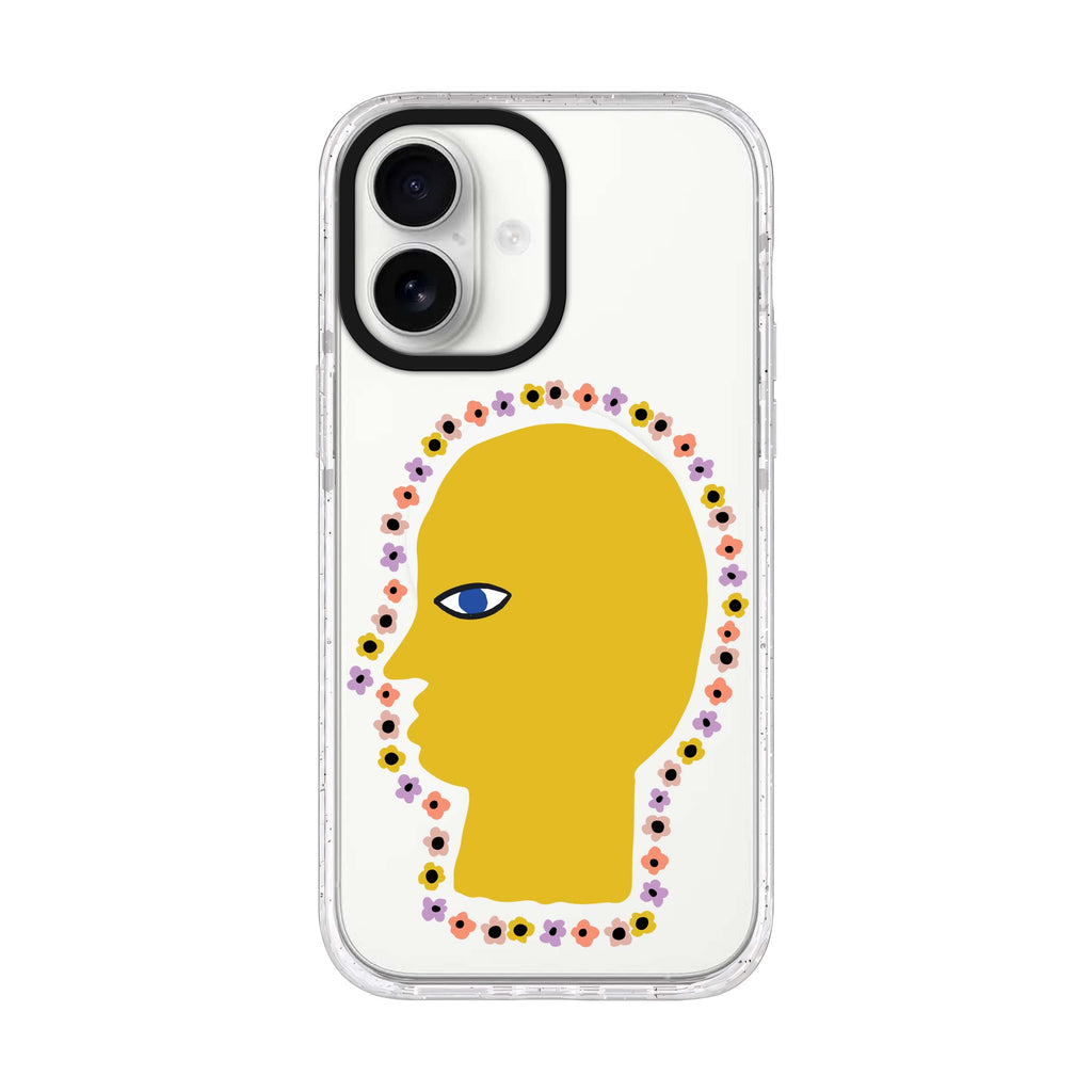 Floral Brain iPhone 17 水晶透明保護殼正面展示