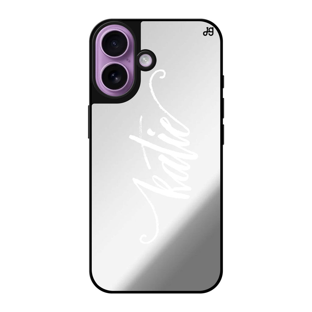 Reflective iPhone 16 Mirror Case –Vintage Writing Design