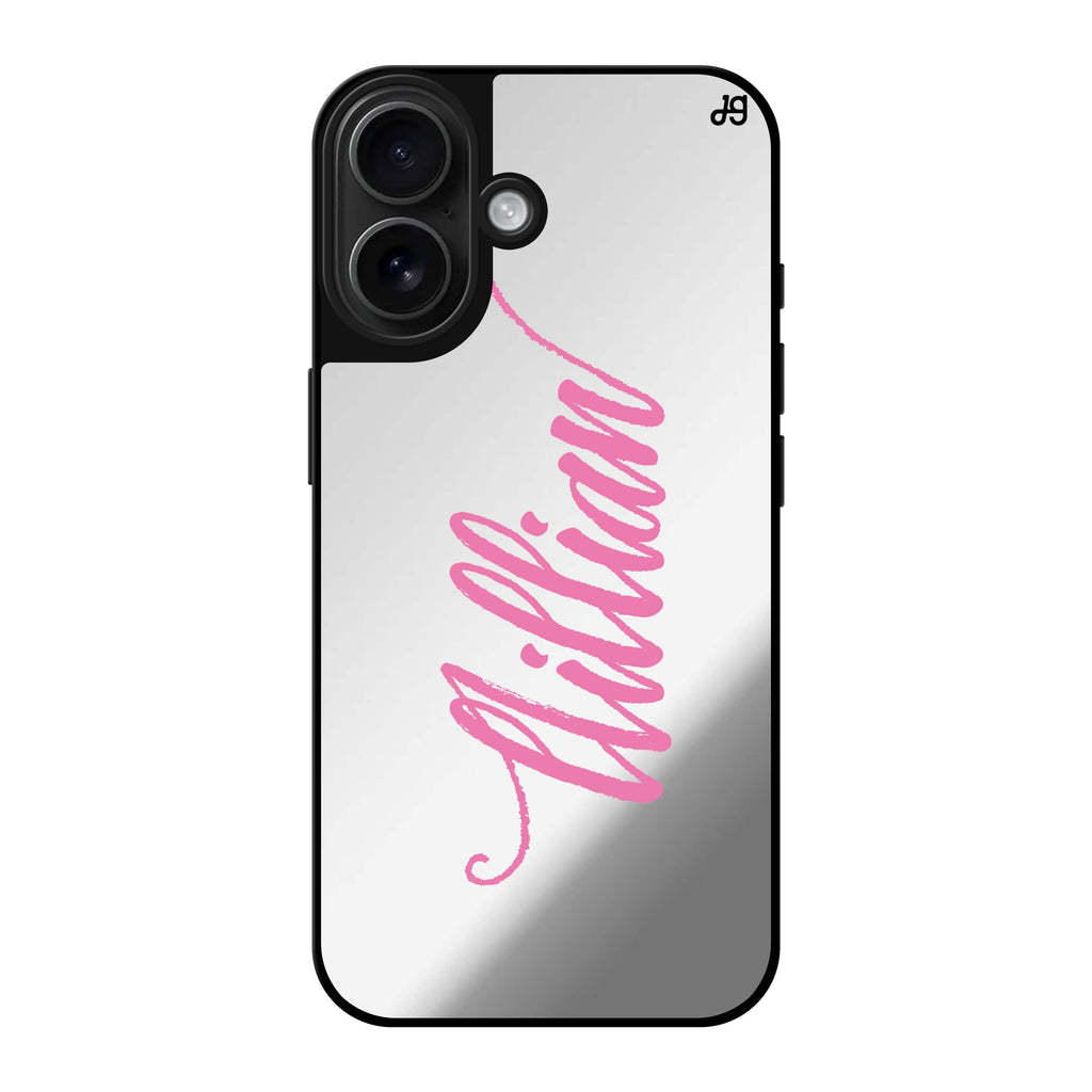 Reflective iPhone 16 Mirror Case –Vintage Writing Design