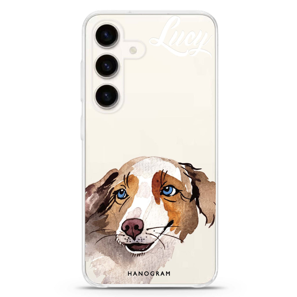 Beagle Samsung Galaxy S26/S25/S24 可加名字水晶透明保護殼正面展示