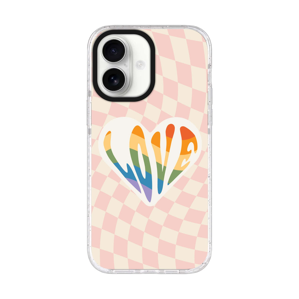 Rainbow LOVE iPhone 17 水晶透明保護殼正面展示