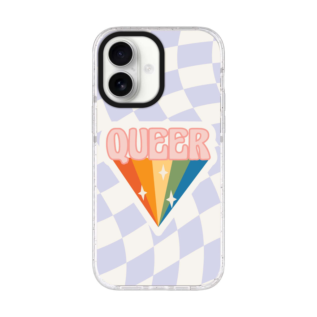 Queer iPhone 17 水晶透明保護殼正面展示