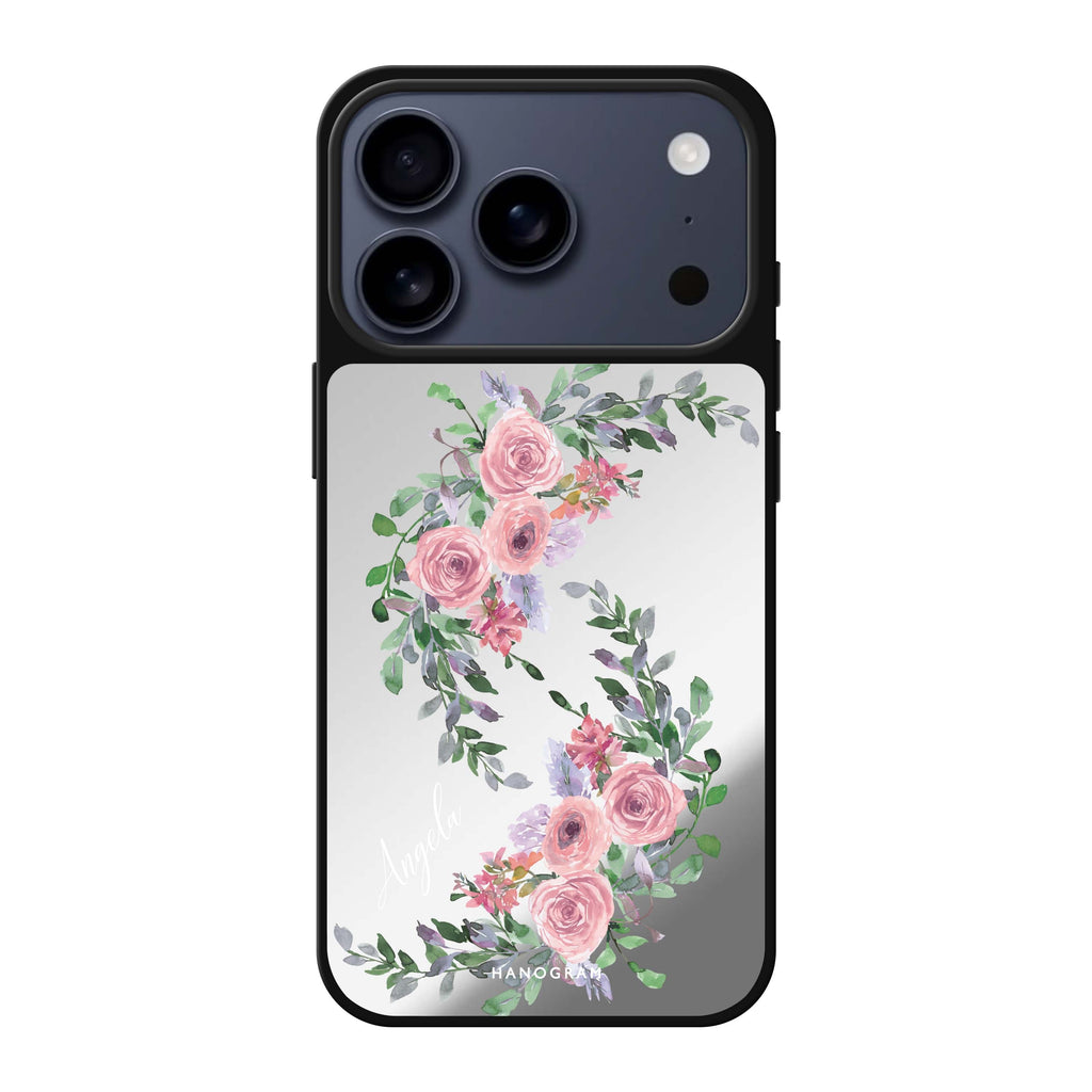 Lucy Watercolor Rose 粉紅色花卉 iPhone 17 Pro Max 鏡面手機殼主圖