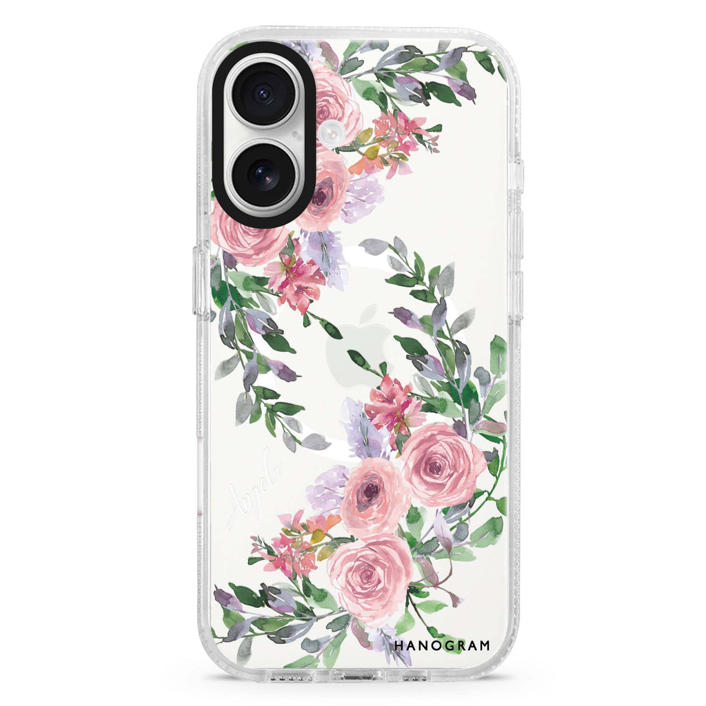 Lucy Watercolor Rose Magsafe 兼容水晶透明保護殼