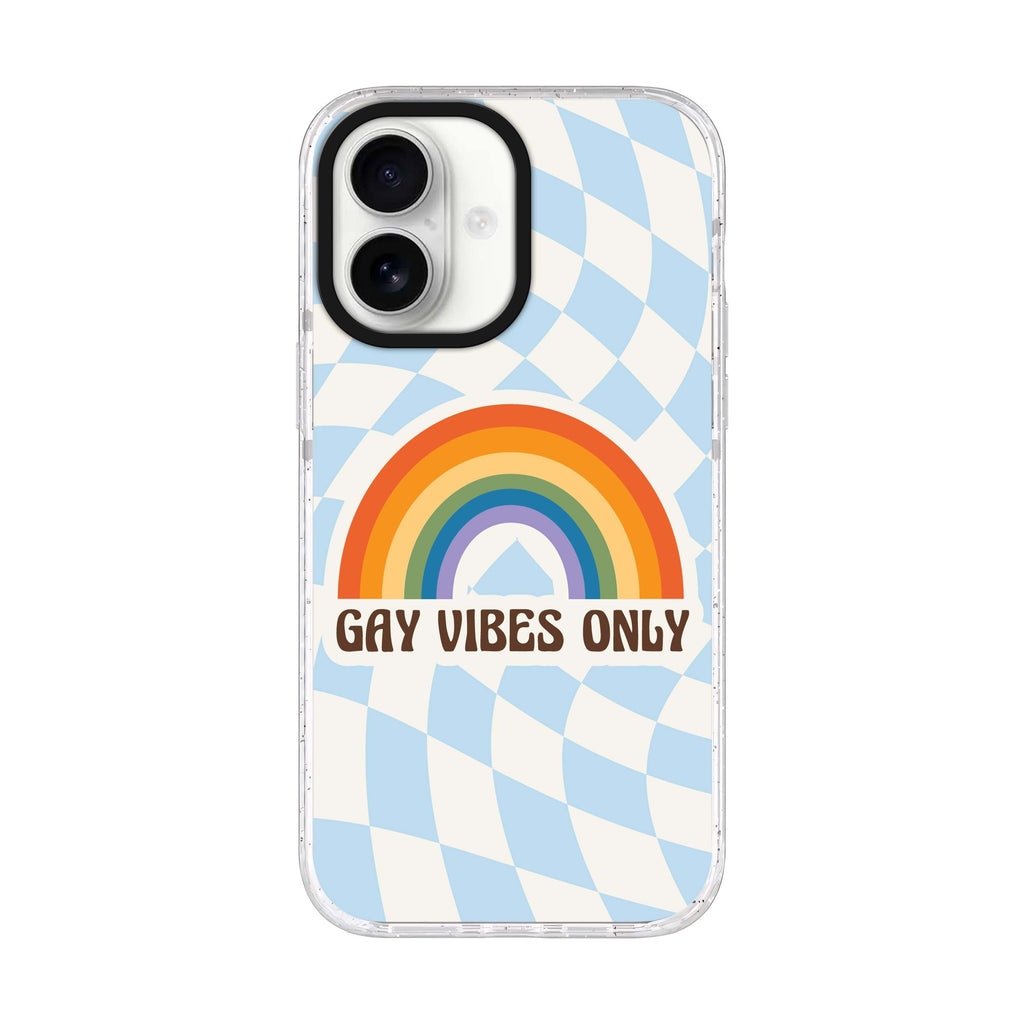 Gay Vibes Only iPhone 17 水晶透明保護殼正面展示