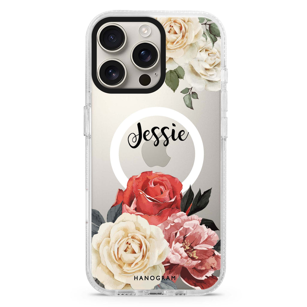 Vintage Floral Magsafe 兼容水晶透明保護殼