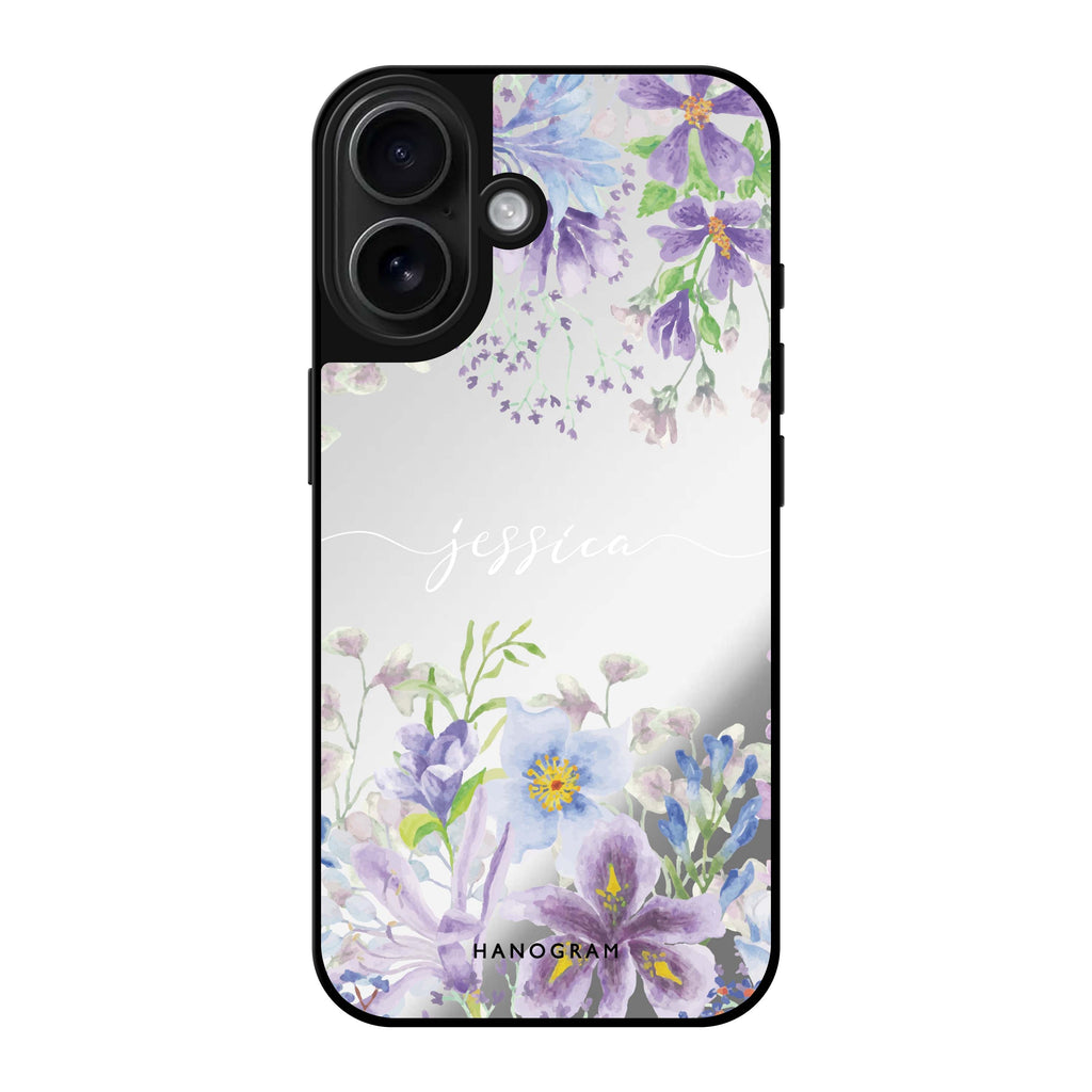 Reflective iPhone 16 Mirror Case –Flowers Bloom Design
