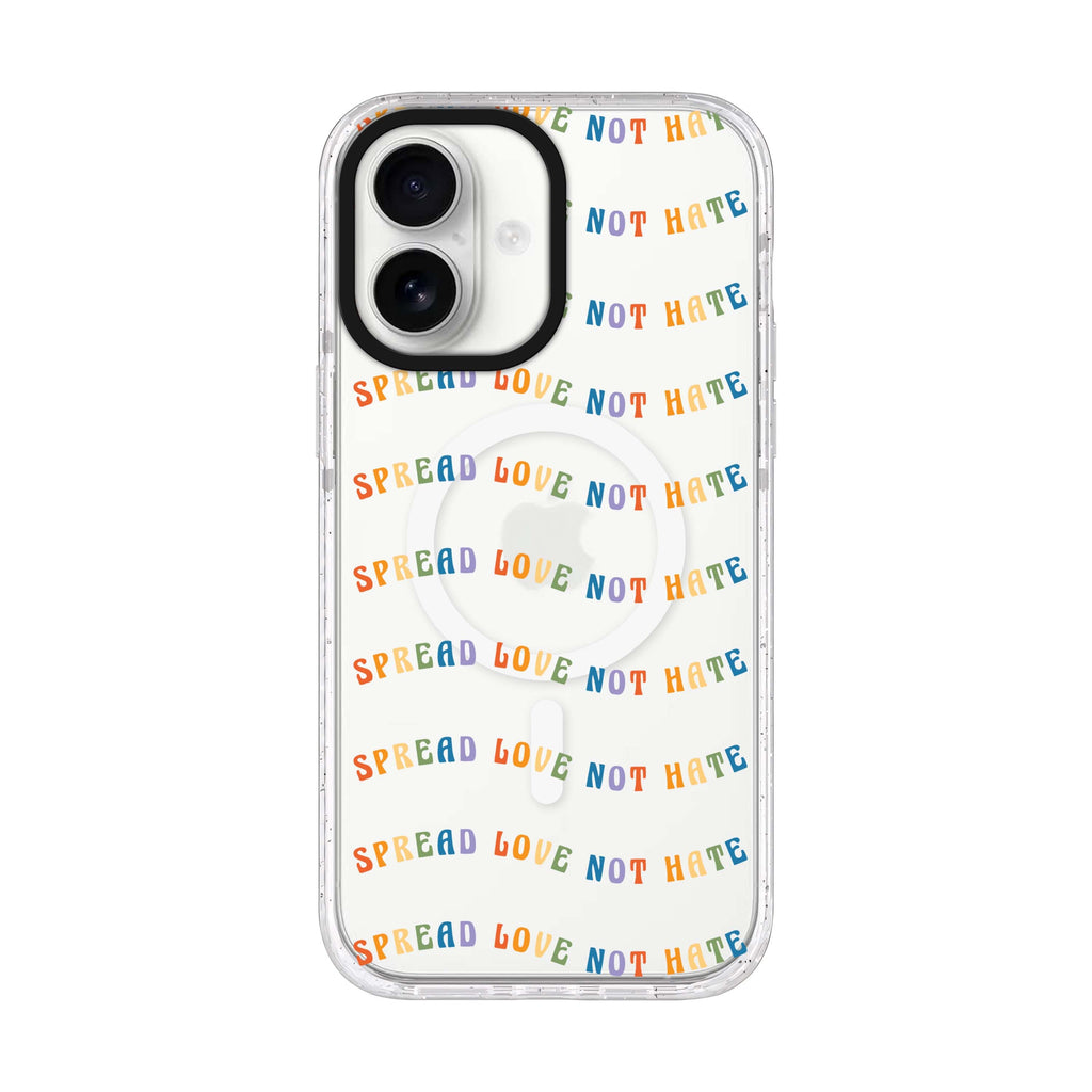 Spread Love not Hate iPhone 17 水晶透明保護殼正面展示