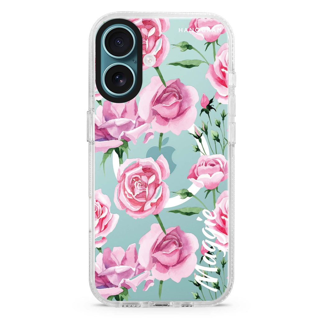 Pink Rose Magsafe 兼容水晶透明保護殼