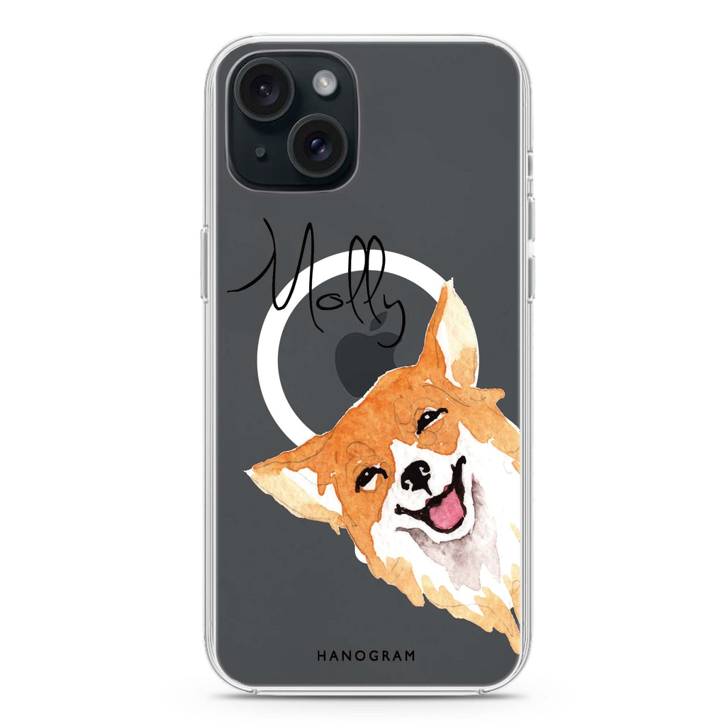 Welsh Corgi iPhone 15 Plus Magsafe 兼容水晶透明保護殼