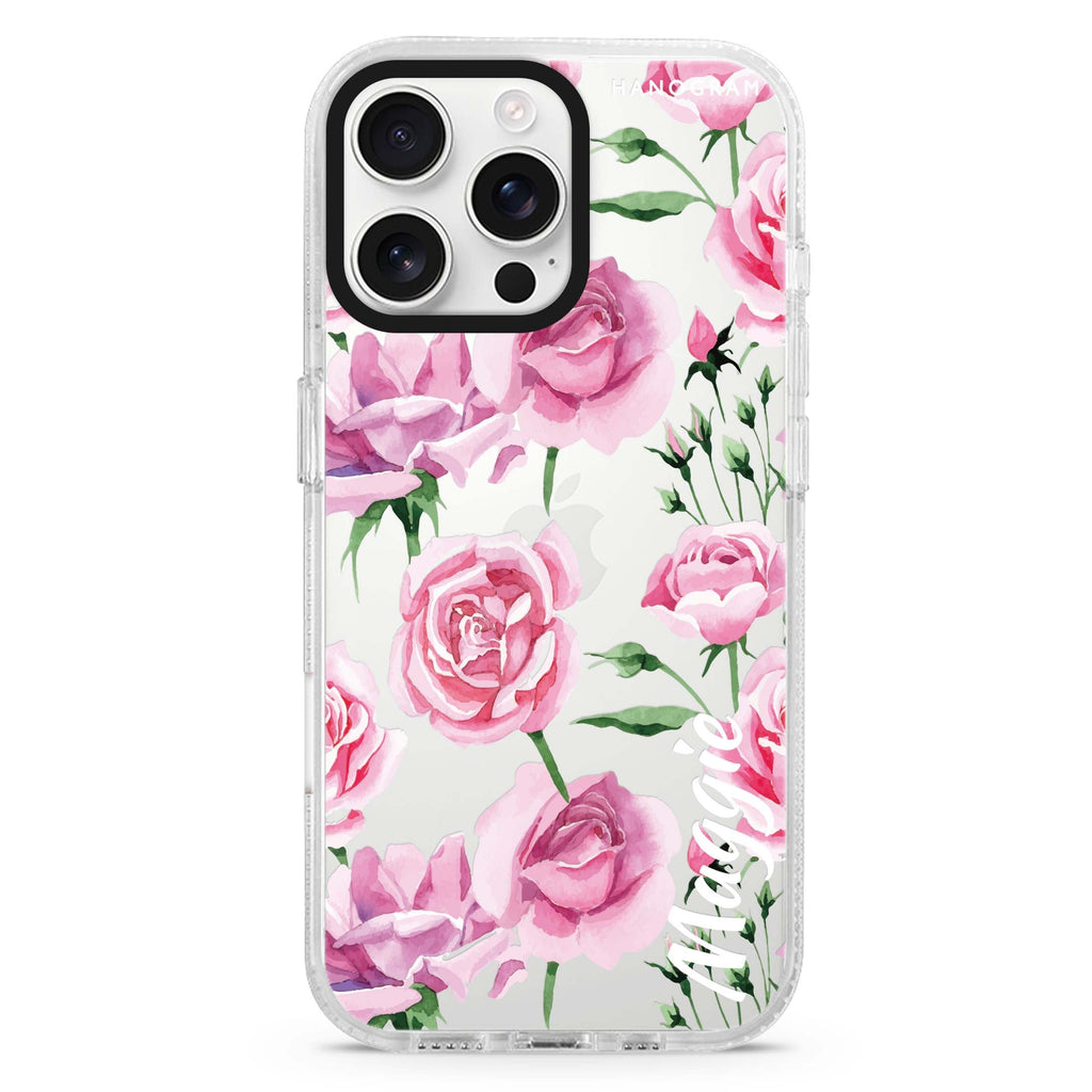 Pink Rose iPhone 16 Pro & 16 Pro Max Case - Personalized and Stylish Protection