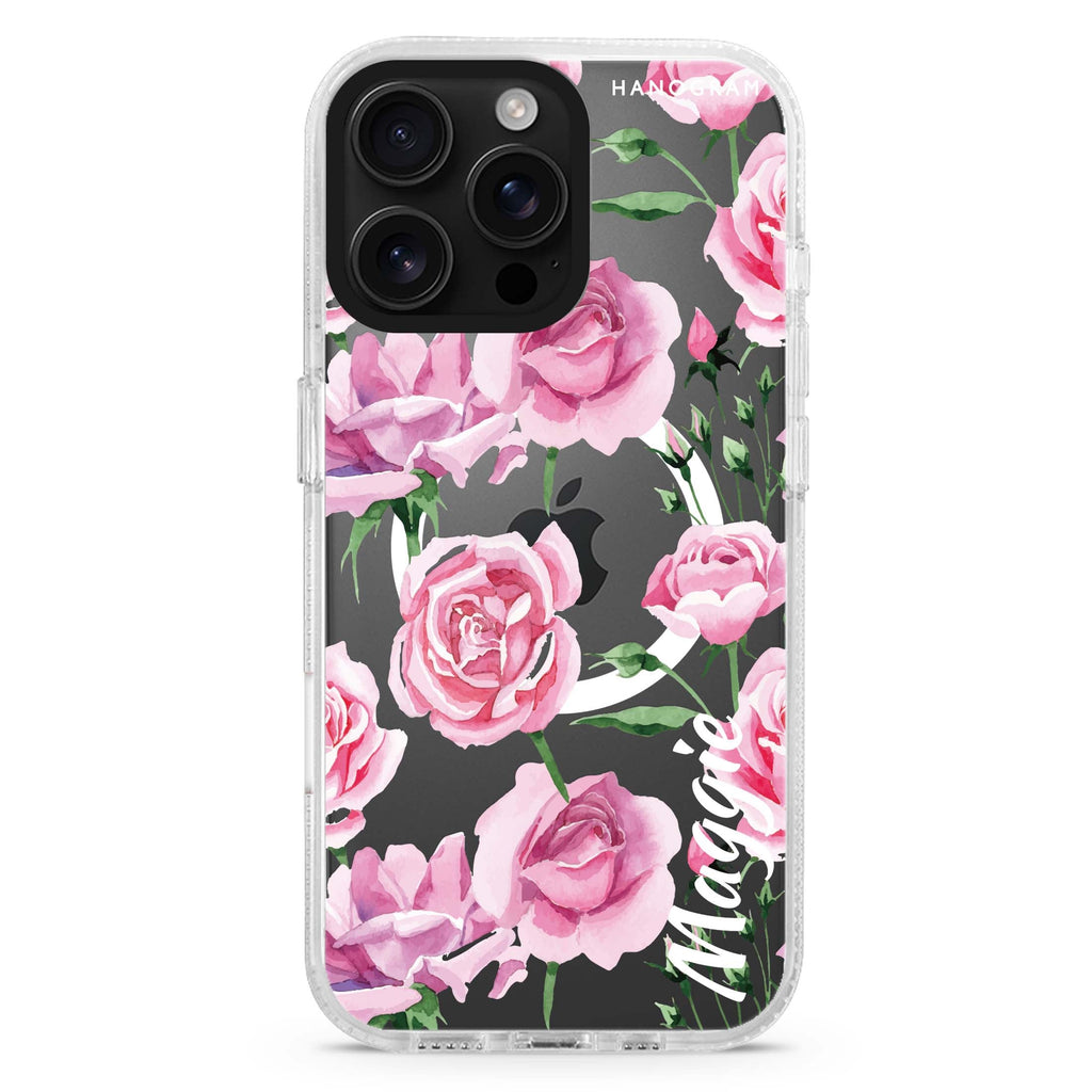 Pink Rose Magsafe 兼容水晶透明保護殼