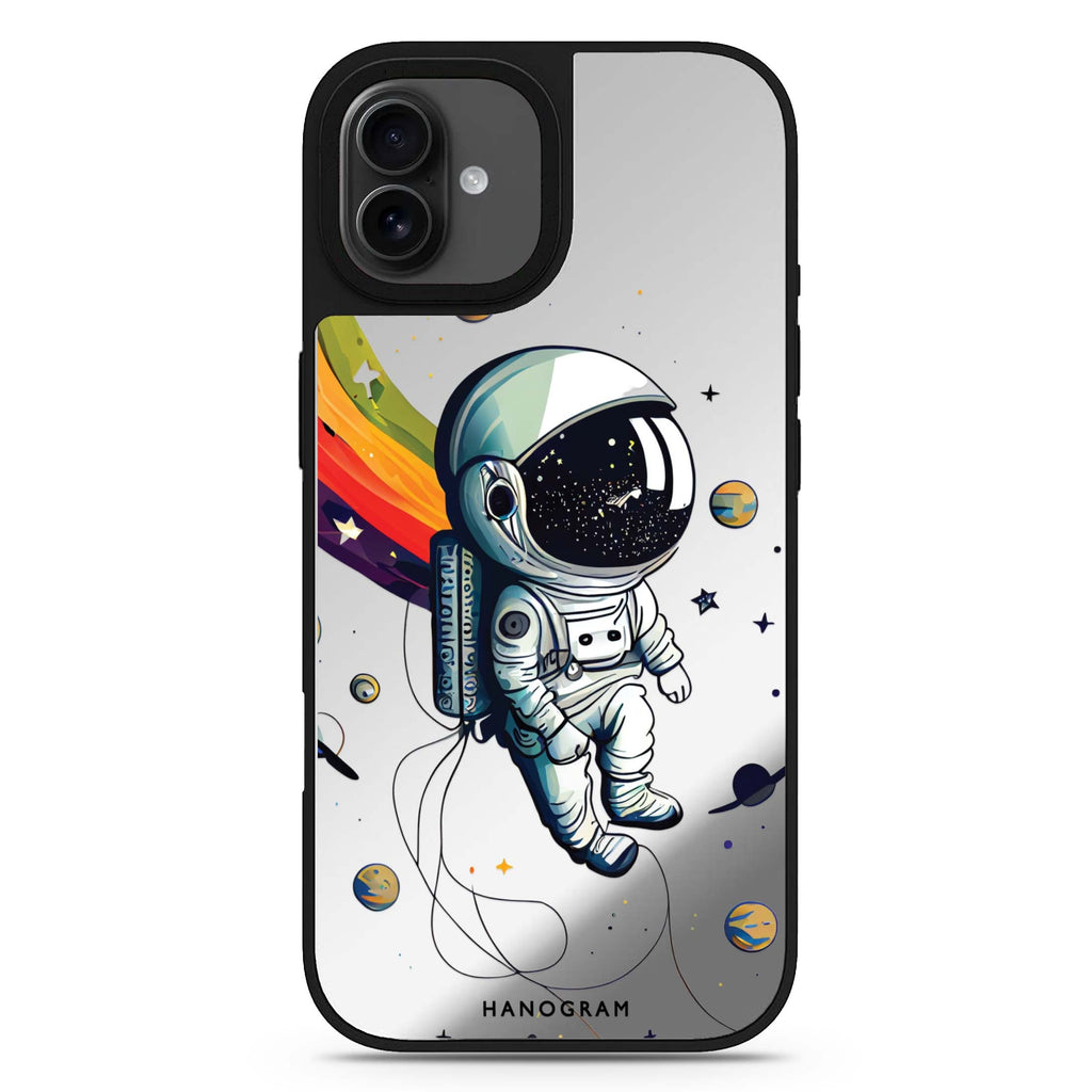 Astronaut in rainbow iPhone 17 星空鏡面手機殼 主圖設計
