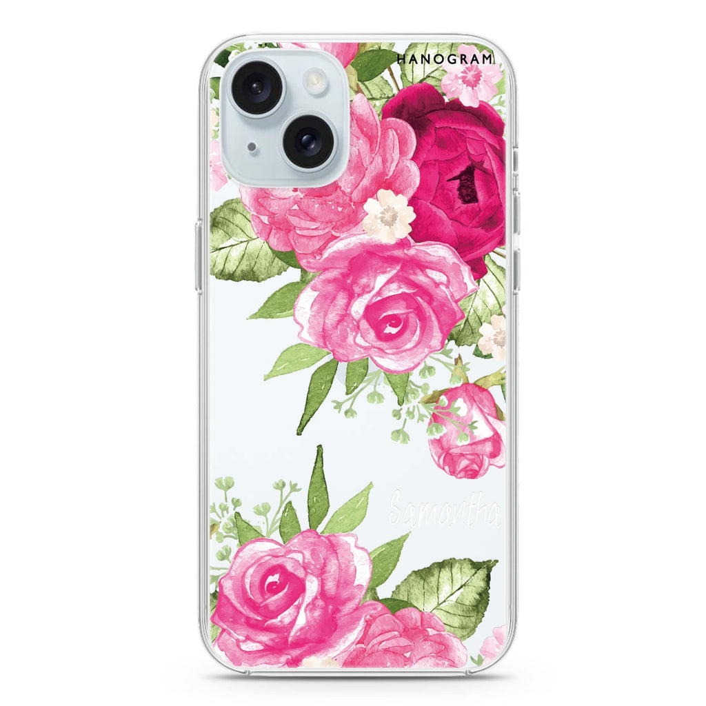 Watercolor Rose iPhone 15 水晶透明保護殼