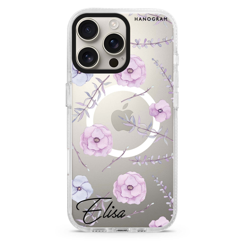 Vibrant Floral Magsafe 兼容水晶透明保護殼