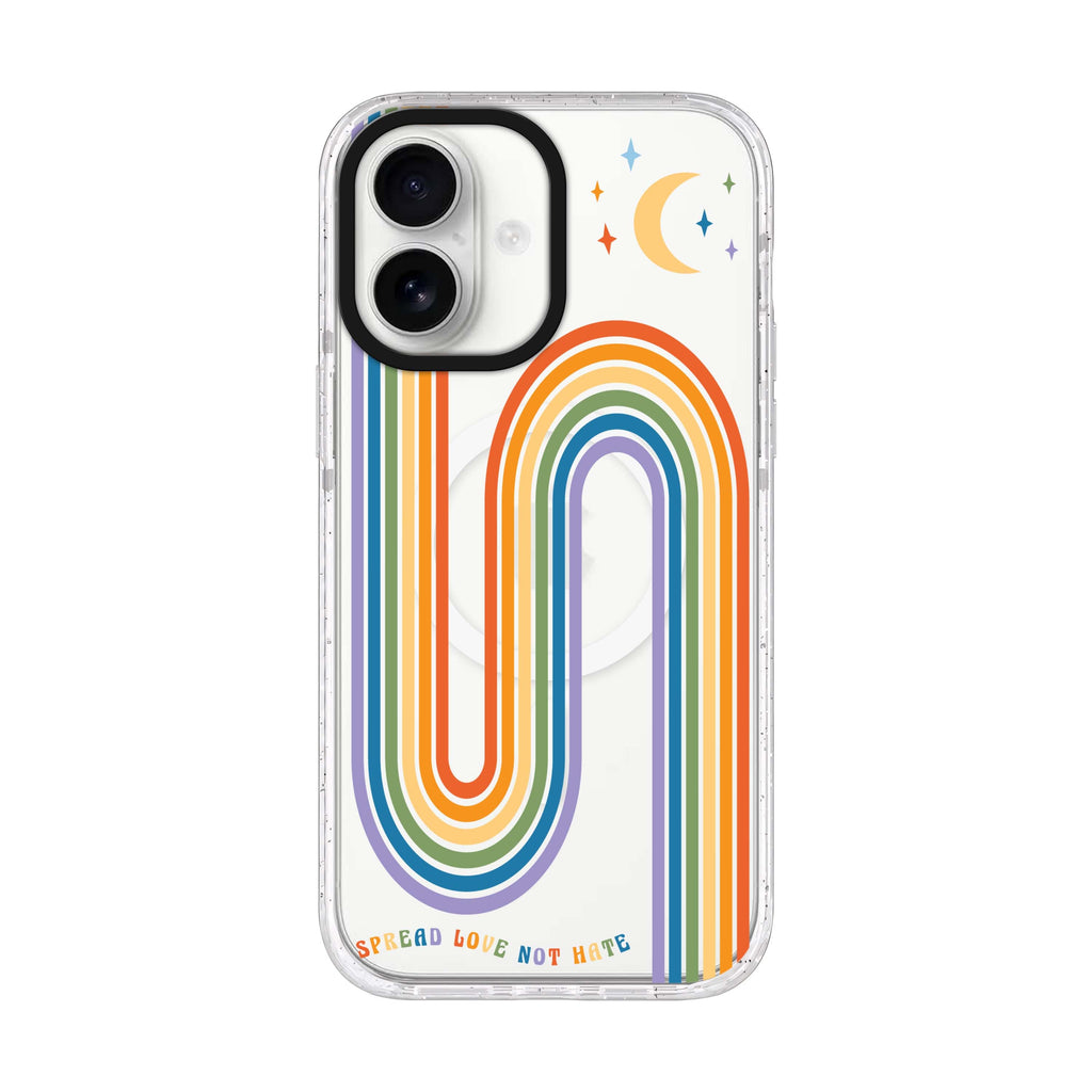 Spread Love with rainbow iPhone 17 水晶透明保護殼正面展示