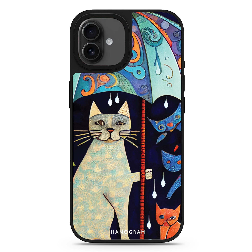 Raining Cat 款式2 iPhone 17 貓咪鏡面手機殼 主圖設計