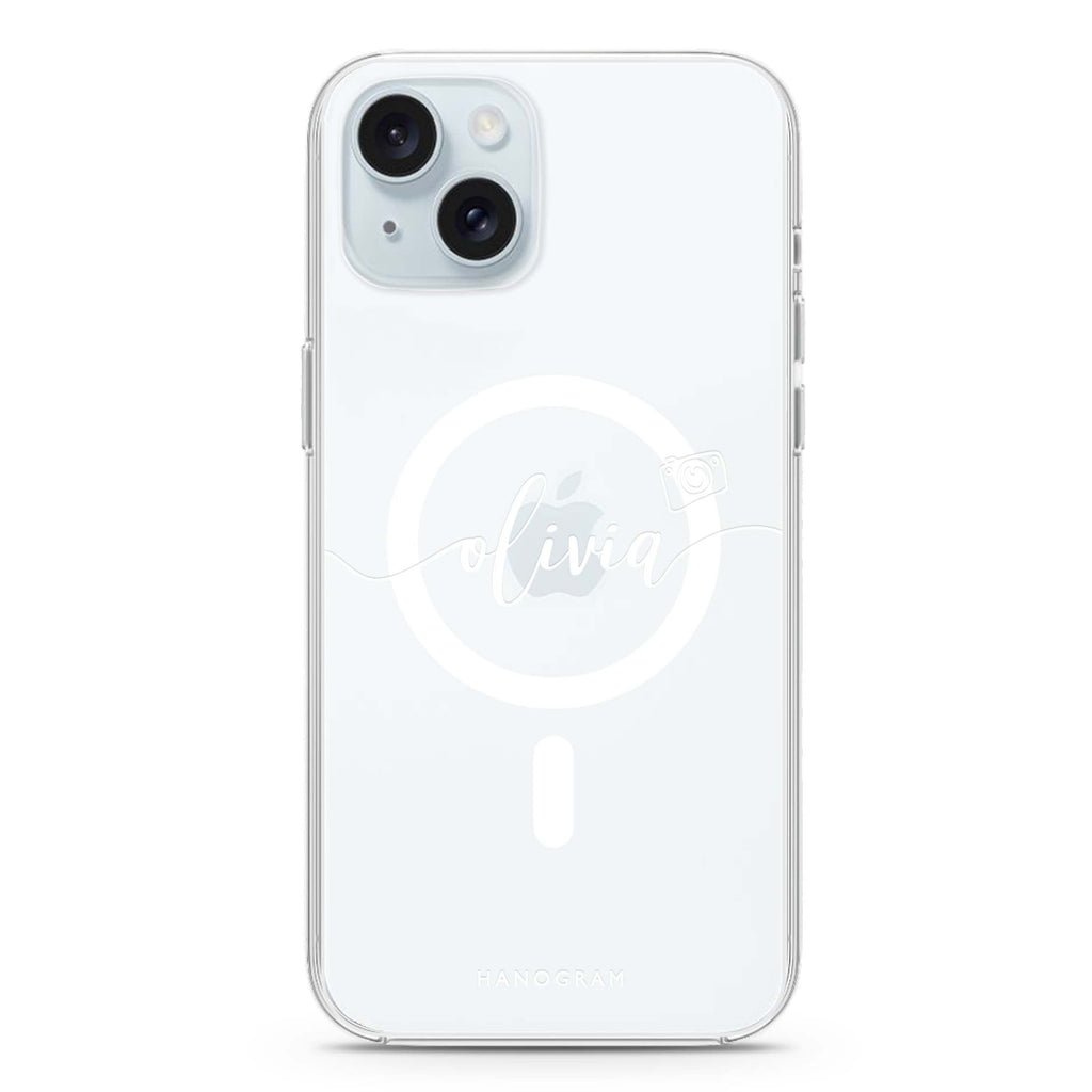 Camera & Handwritten iPhone 15 Magsafe 兼容水晶透明保護殼