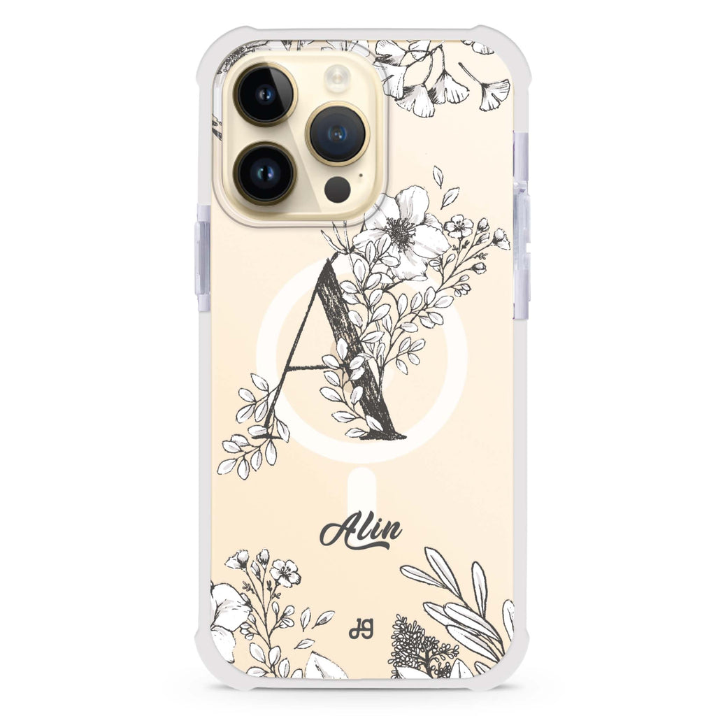 Vintage Floral Monogram iPhone Magsafe 兼容超強防摔保護殼