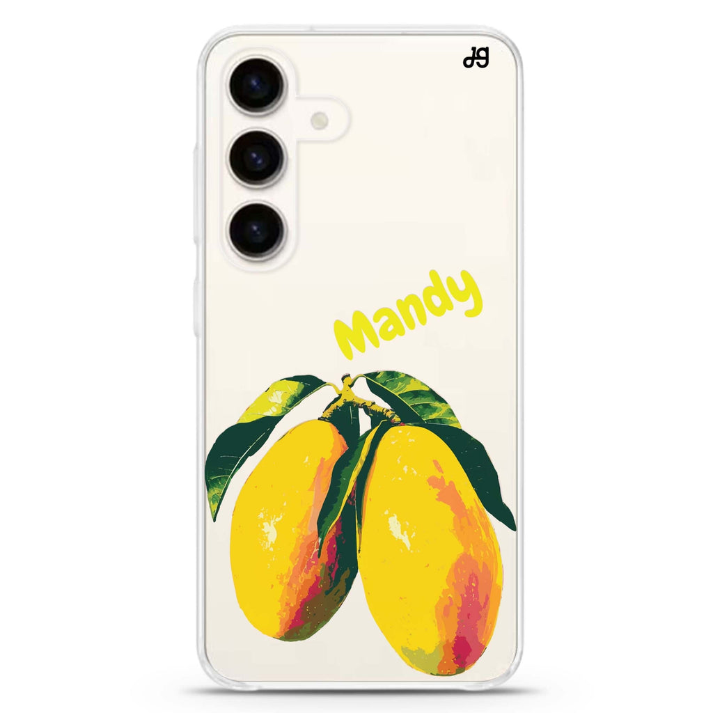 Mango Majesty Samsung Galaxy S26/S25/S24 可加名字水晶透明保護殼正面展示