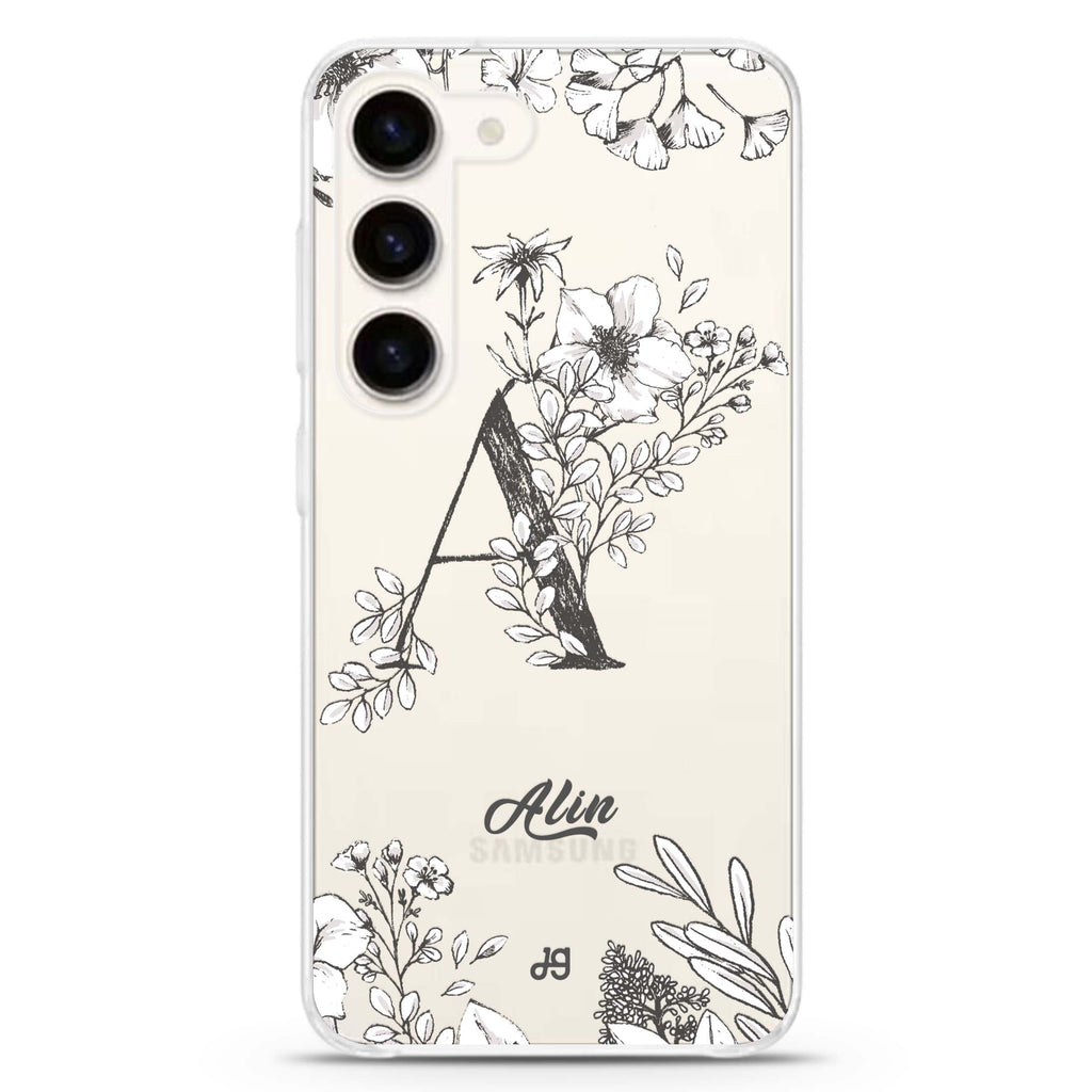 Vintage Floral Monogram Samsung Galaxy 水晶透明保護殼
