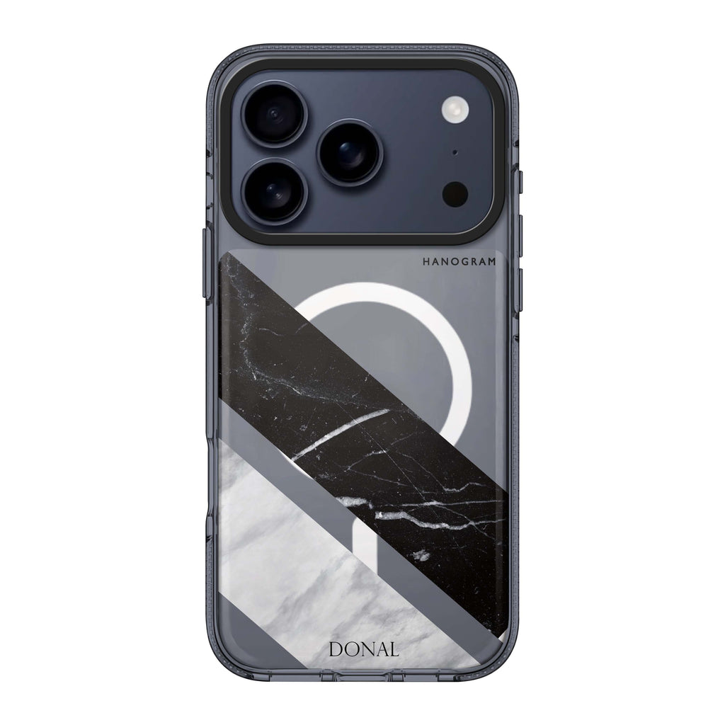 B & W Marble iPhone 17 Pro Max MagSafe 水晶透明保護殼 雲石紋設計 可自訂名字 圖1