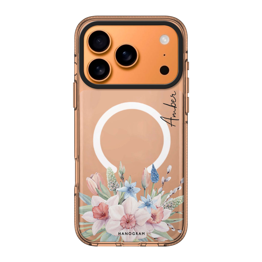 My Glamour Floral iPhone 17 Pro Max MagSafe 水晶透明保護殼 花卉圖案設計 可自訂名字及字色 圖1