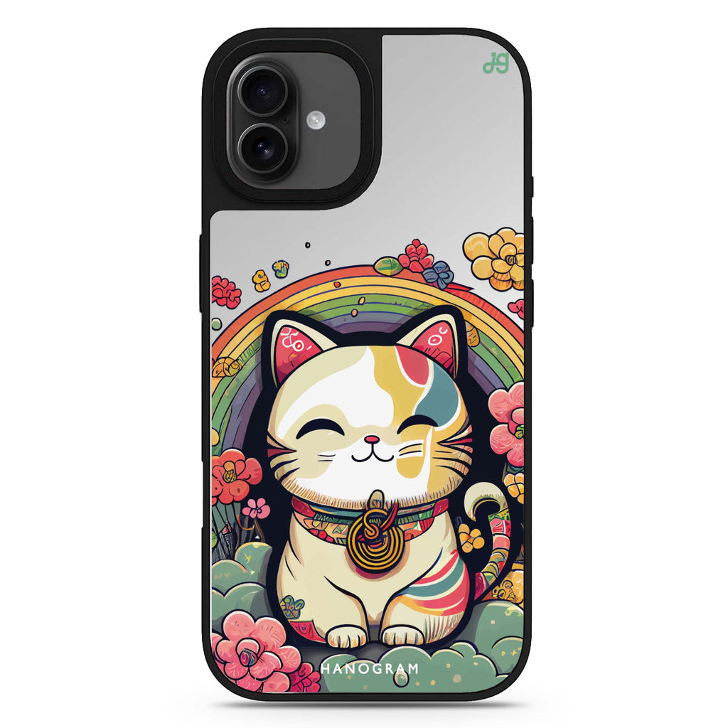 Japanese Lucky Cat iPhone 17 貓咪鏡面手機殼 主圖設計