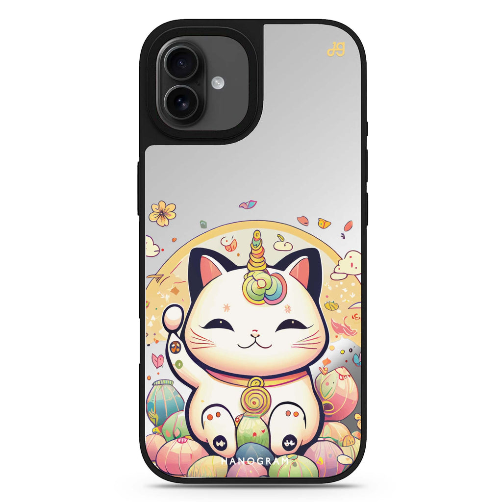 Cute Lucky Cat iPhone 17 貓咪鏡面手機殼 主圖設計