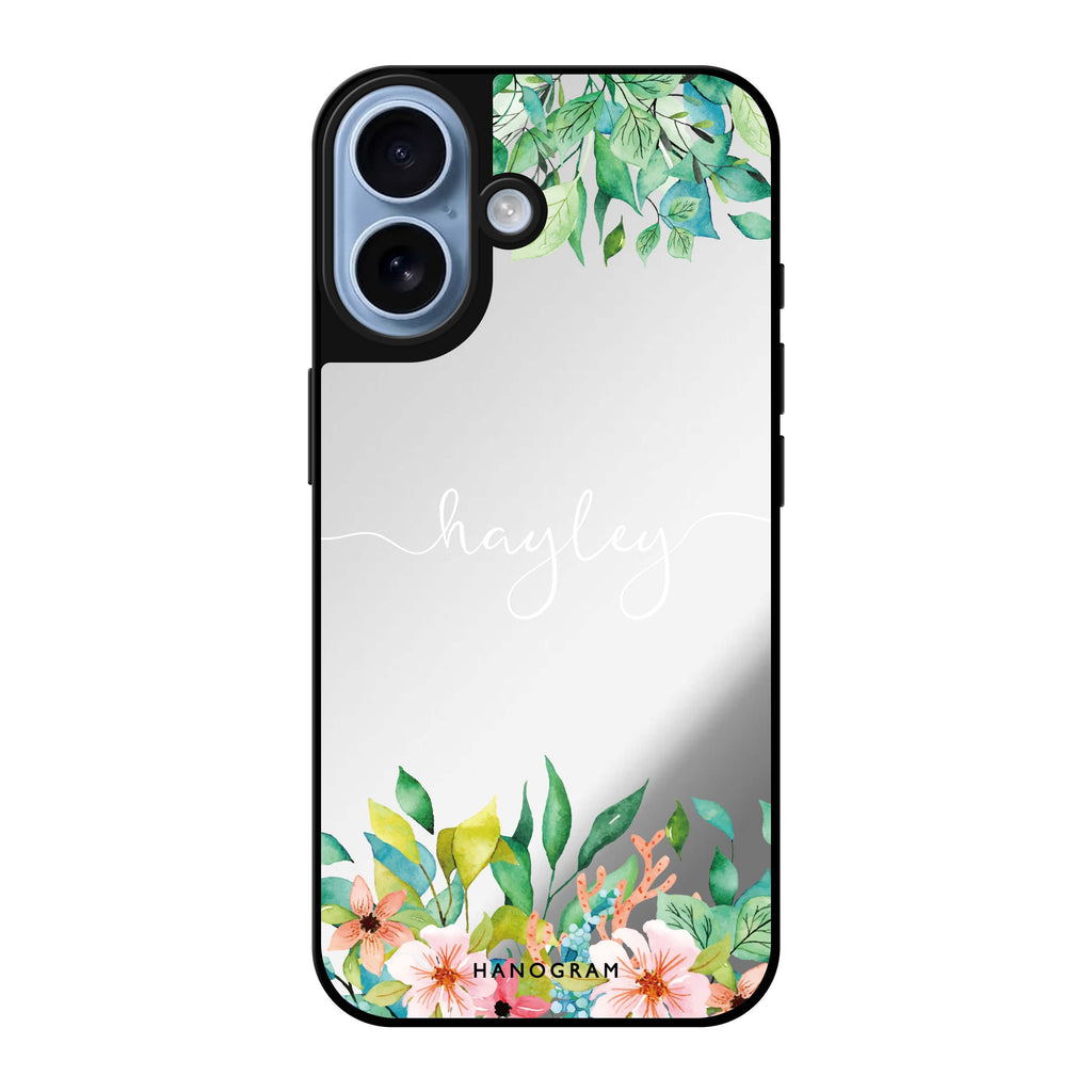 Reflective iPhone 16 Mirror Case –Floral Imagination Design