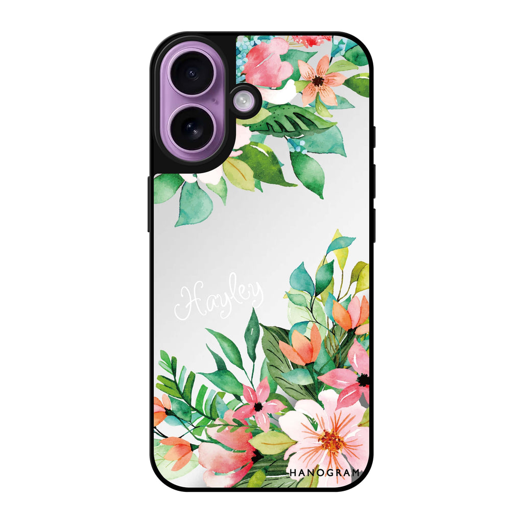 Reflective iPhone 16 Mirror Case –Flower Inspiration Design