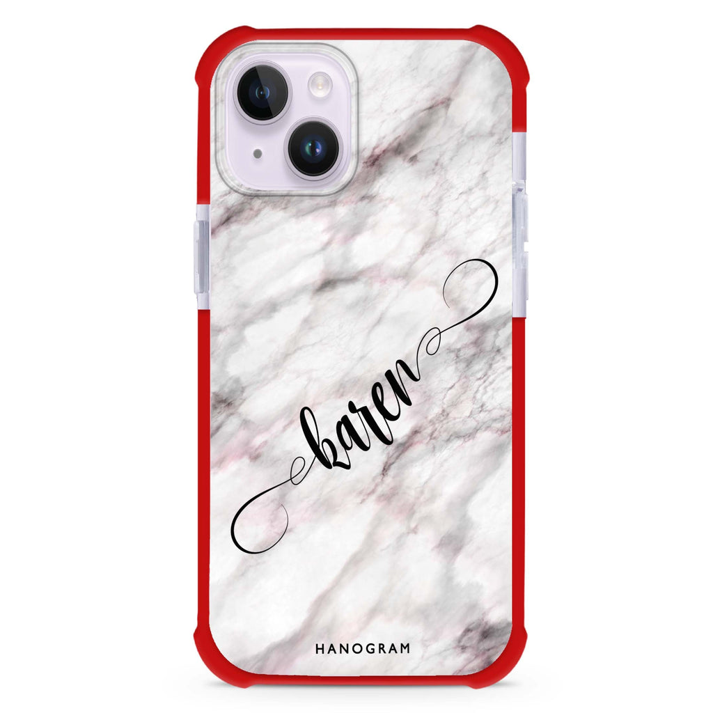 Cursive Name & Marble iPhone 15 Plus Magsafe 兼容超強防摔保護殼