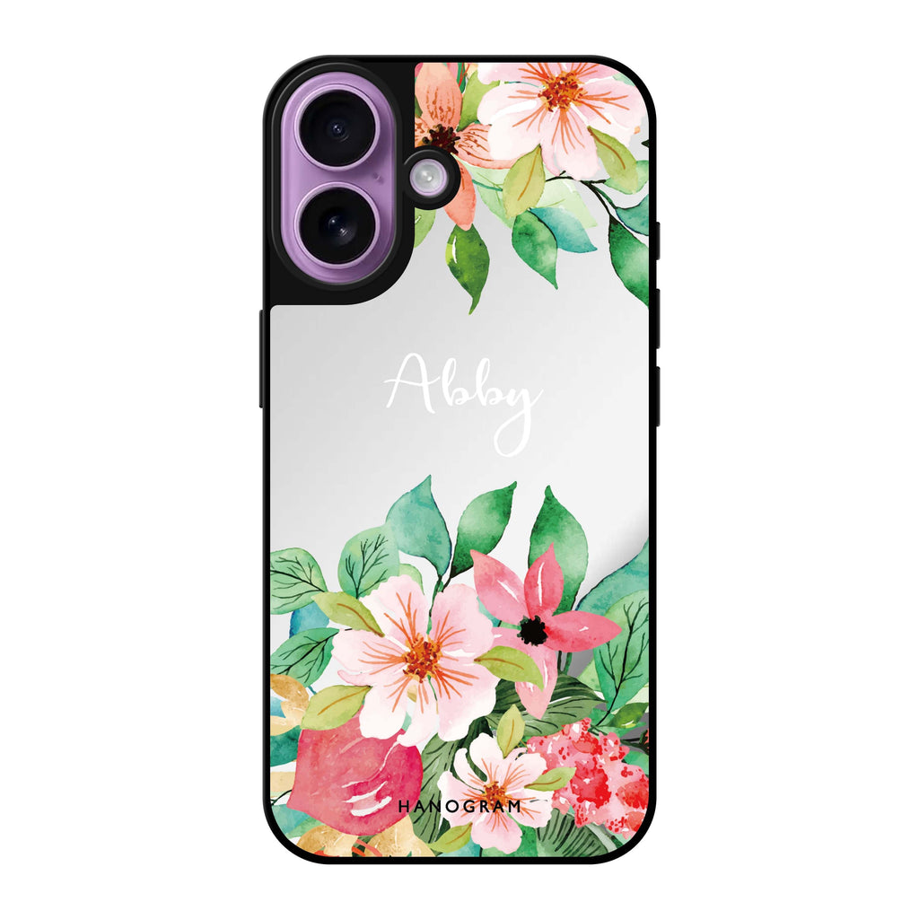 Reflective iPhone 16 Mirror Case –Floral Life Design