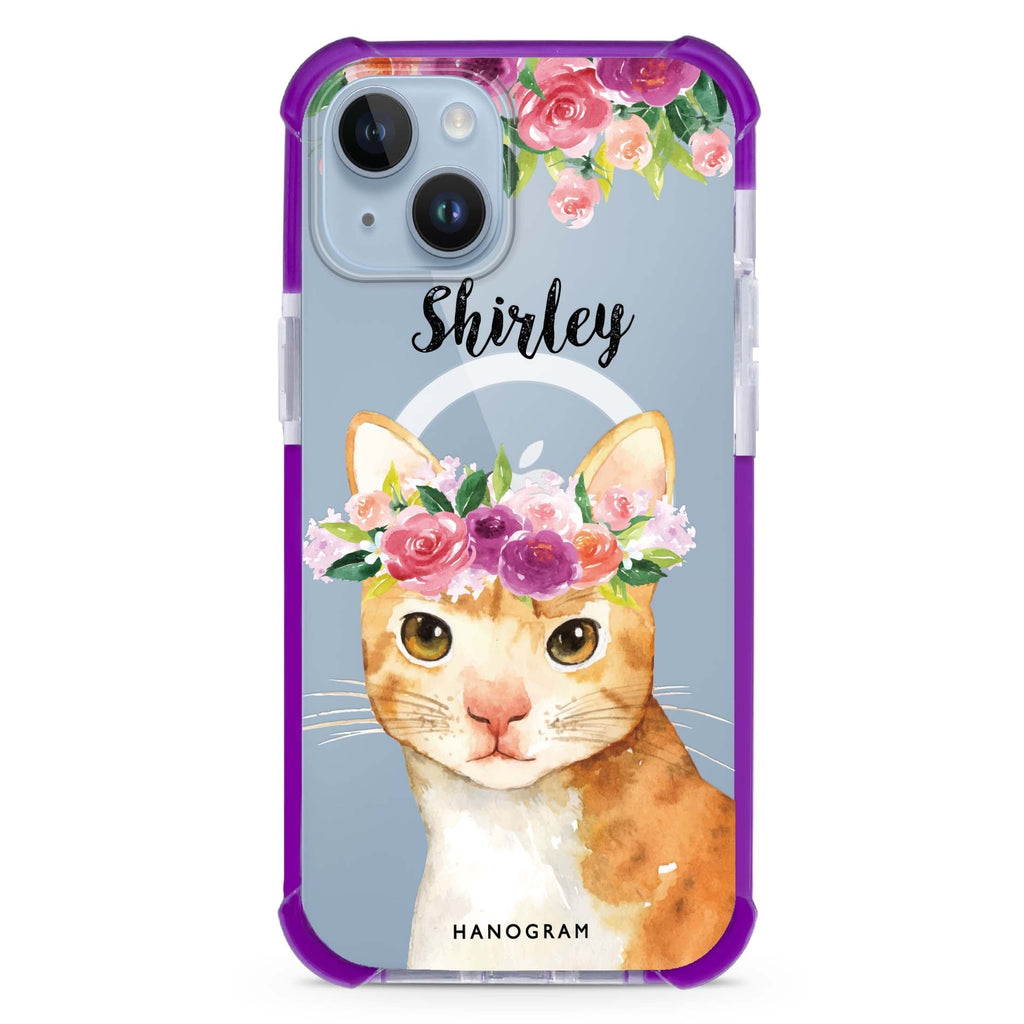 Floral and Cat iPhone 15 Plus Magsafe 兼容超強防摔保護殼