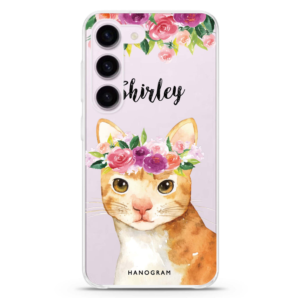 Floral and Cat Samsung Galaxy 水晶透明保護殼