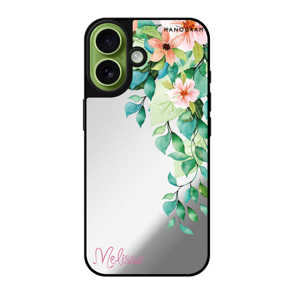 Reflective iPhone 16 Mirror Case –Secret Flower Design