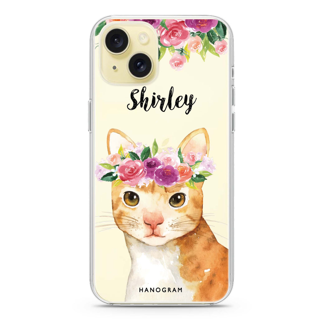 Floral and Cat iPhone 15 水晶透明保護殼